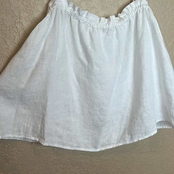 Aritzia Wilfred Vermeer Linen Babydoll Camisole White Ruffle Tank Top L - Image 3