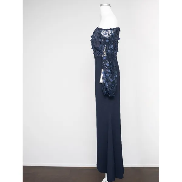 Eliza - Floral Appliqué Long Sleeve Off-the-Shoulder Gown - Image 5