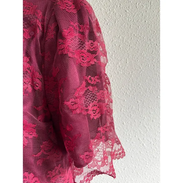 Praise‎ Hymn 90s Vintage 2pc Dress Set M Burgundy Lace Sequin Formal Choir Gown - Image 11