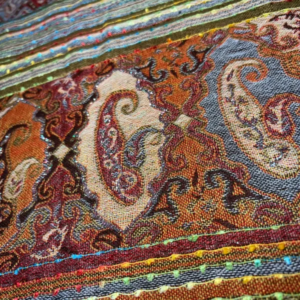 Vintage Cashmere Silk Scarf shawl‎ bohemian indie paisley wrap festival brown - Image 8