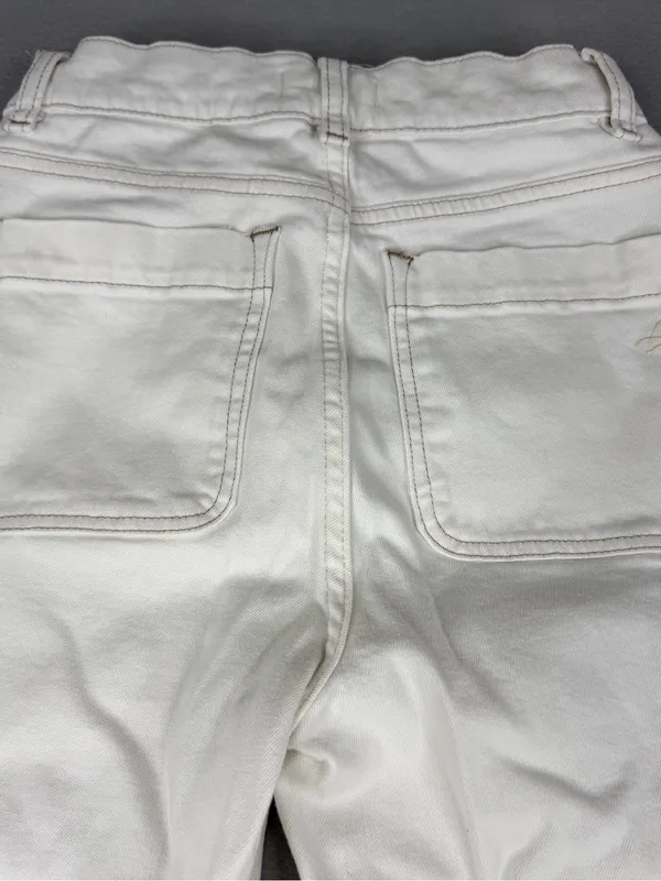 DL1961 Hepburn Cargo Jeans 24 Eggshell White High Rise Wide Leg 33" - Image 5