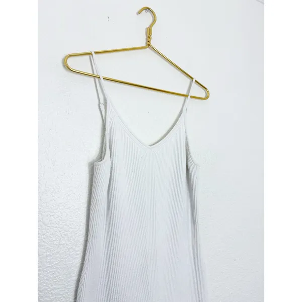 Abercrombie & Fitch Slip Midi Sweater Dress Size XL V-Neck Spaghetti Strap White - Image 8
