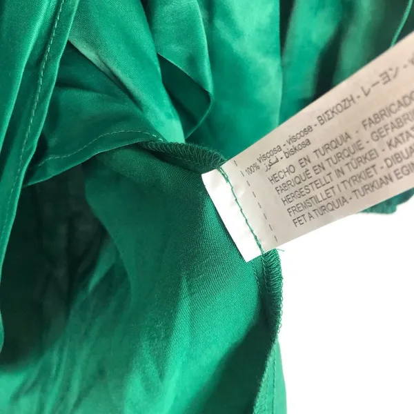 Zara Green Satin Mock Neck Faux Wrap Mini Dress Small Long Sleeve 1165/259 - Image 7