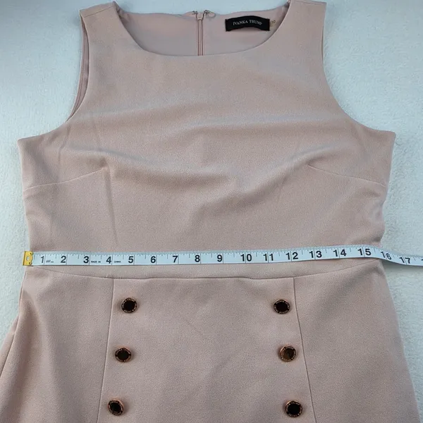 Ivanka Trump Women Blush Pink Sleeveless Fit & Flare Dress Rose Gold Buttons 10 - Image 10