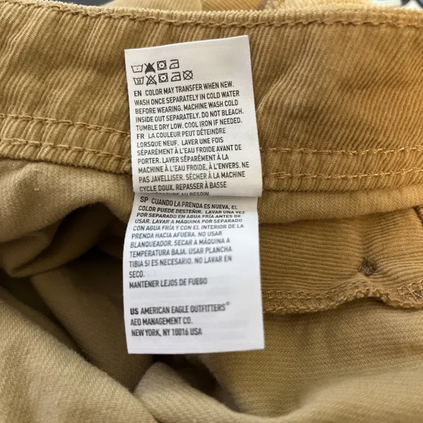 American Eagle Y2K High Waist Boho Gathered Mini Skirt Tan Soft Corduroy‎ Sz 6 - Image 4