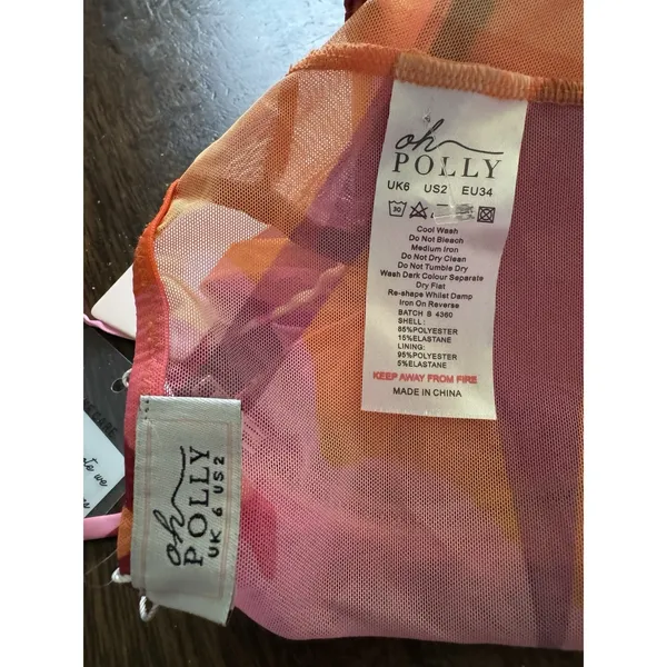 NWT Oh Polly Heatin Up Orange Pink Padded Corset Halter Top Size 2 - Image 9