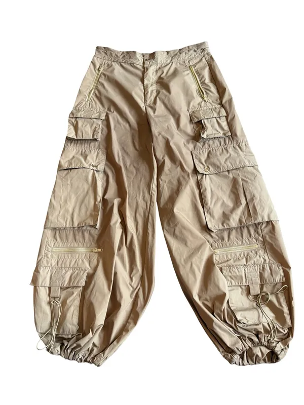 Cynthia Rowley Relaxed Nylon Cargo Pants Tan Khaki Loose Relaxed Fit Size 10 - Image 2