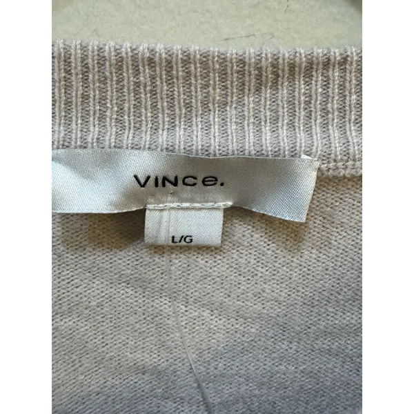 VINCE Crewneck Wool Cashmere Blend Cardigan Sweater Light Oat Size Large - Image 5
