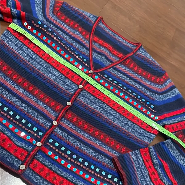 Vintage Striped Multicolor Cardigan Sweater - Image 5