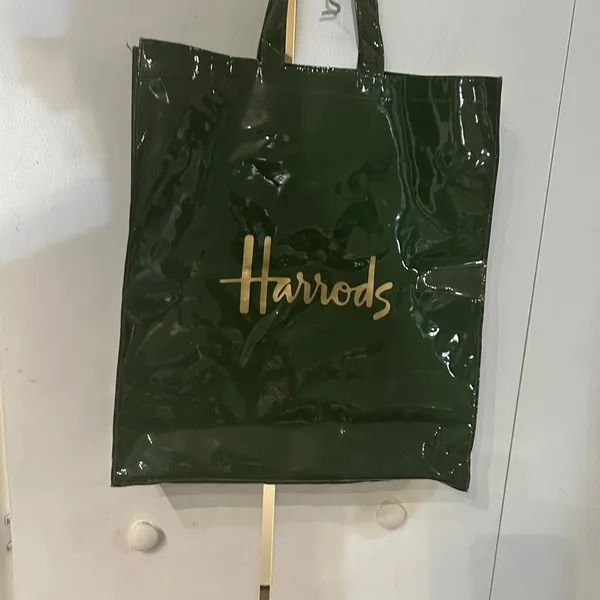 Harrods Glossy Green Shopper - Image 3