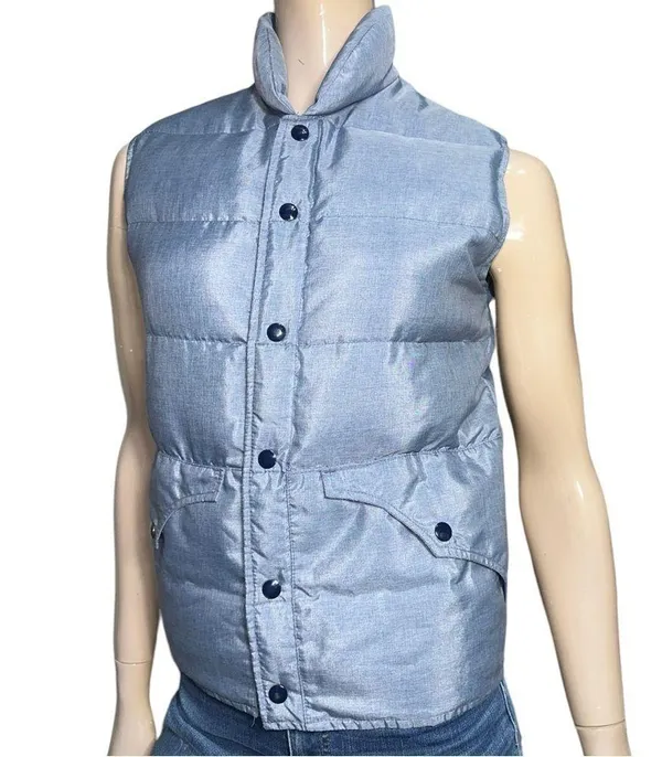 Miller Vintage Women’s Size XS Denim Blue Goose Down Snap Up Puffer Vest - Image 5