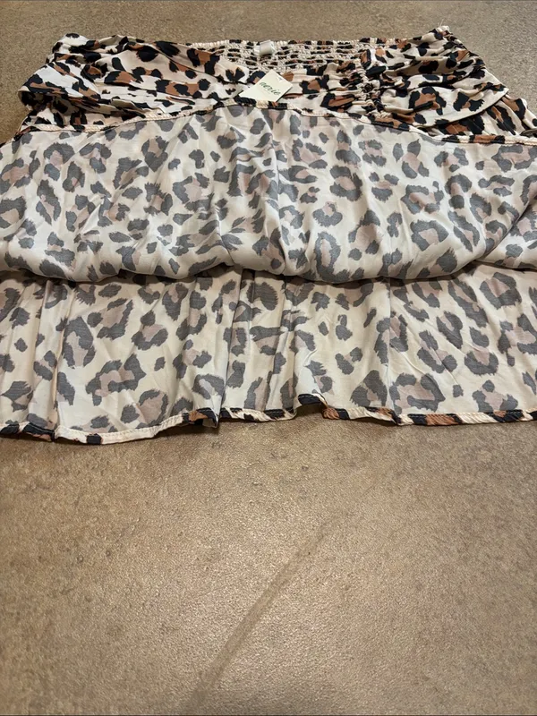 aerie Leopard Print Tiered Mini Skirt - Tan/Black/Cream - Image 2