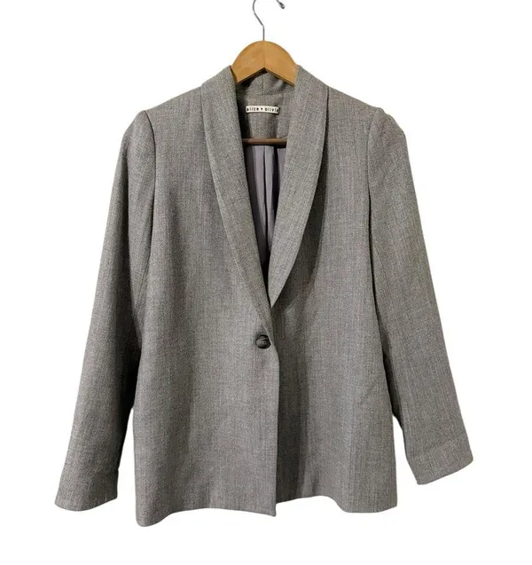 ALICE + OLIVIA Marion Wool Gray Blazer Jacket Coat - Image 2