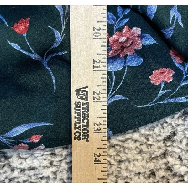 American Eagle Womens Large Peplum Top Blue Floral Tie Front Balloon Sleeve Boho - Image 6