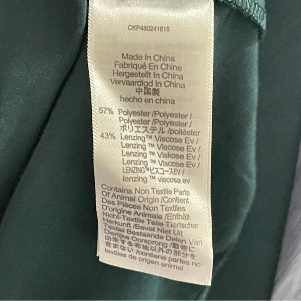 NWOT MADEWELL Long Bell Sleeve Satin Shift Dress in‎ Smoky Spruce, Medium - Image 12