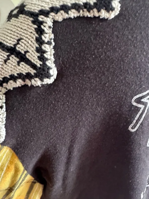 Free People Cody Graphic Mix-Media Sweatshirt in Black and Yellow - Image 7