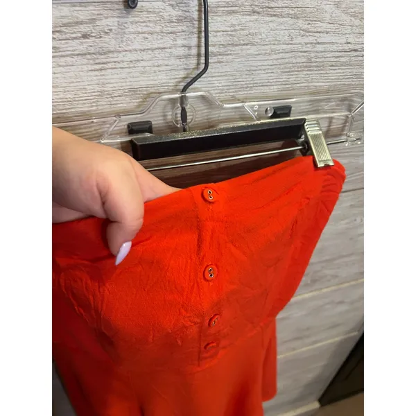 ASTR The Label Womens Strapless Button Front Mini Dress Orange Red Size Medium - Image 5