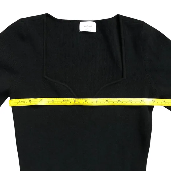 Aritzia Wilfred Free Black Ribber Knit Long Sleeve Crop Women Sweater Top Size M - Image 7