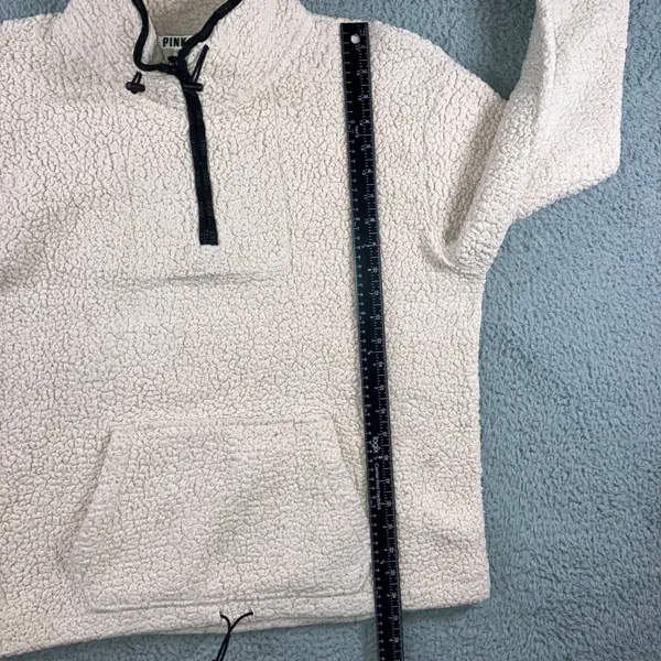 Victoria's Secret‎ Pink Sherpa Pullover Women Medium 1/4 Zip Fleece Mock Meck - Image 5