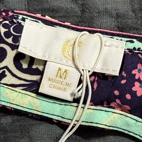Charming Charlie C medium blue patchwork print hi low tank open back split bottom new - Image 10