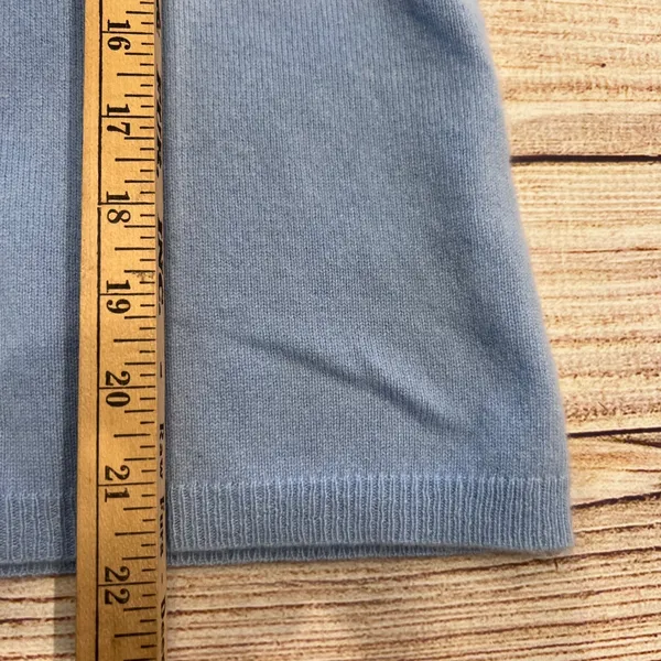 Ann Taylor 100% Cashmere Turtleneck Sweater Light Blue 3/4 Sleeve Womens Medium - Image 5