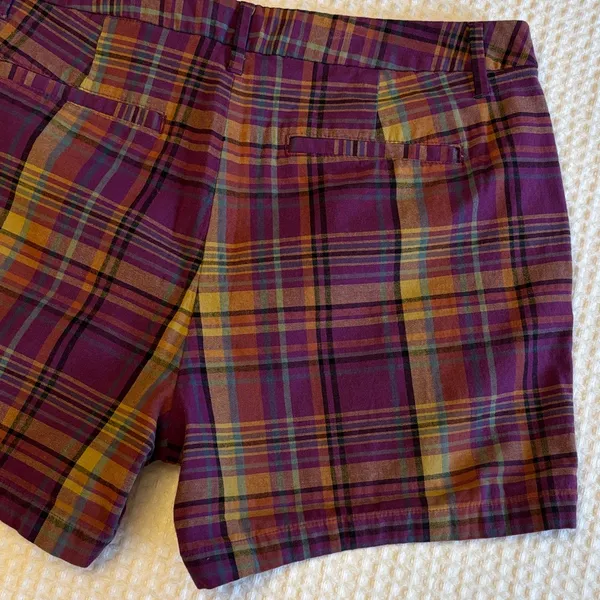 a new day Size 10 Purple Tan Plaid Women's Shorts - Image 7