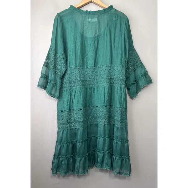 Rose Bud Alana Dress Size Medium Green Whimsigoth Fairy Embroidered Lace Sheer - Image 6