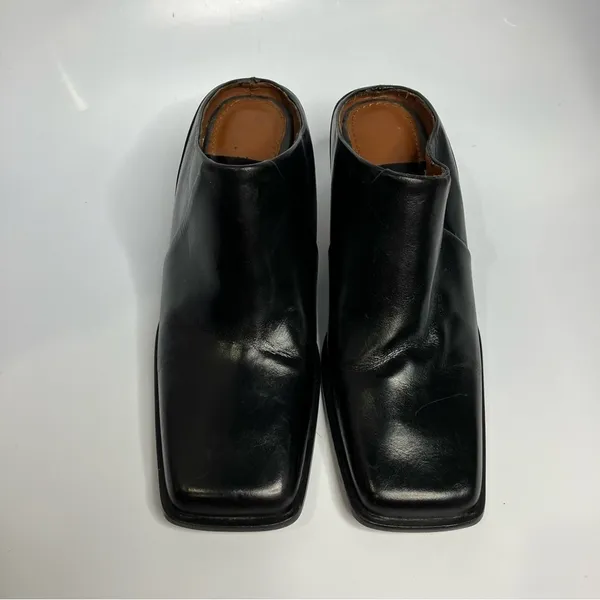 Zara square toe‎ block heel mules black leather size 36 - Image 4