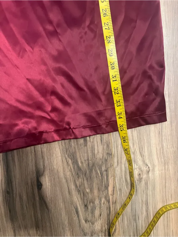 Miss Circle Burgundy Wine Satin Plunge Cutout Bodycon Midi Dress Small - Image 15