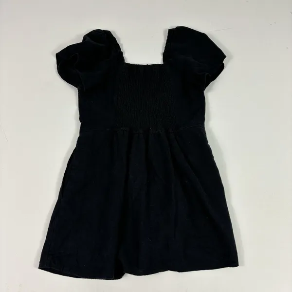 Abercrombie & Fitch Sundress Womens XS Petite Black Puff Sleeve Smocked‎ Linen - Image 9