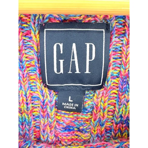 Gap Cable Knit Sweater Womens Large Multicolor Rainbow Space Dye Boho Pullover - Image 7
