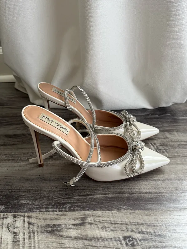 steve madden viable white embellished heels - Image 4