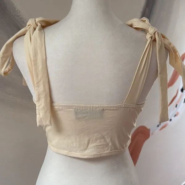 Cider bandeau.  Size Small. Zip closure on side. Straps tie into bows. - Image 3