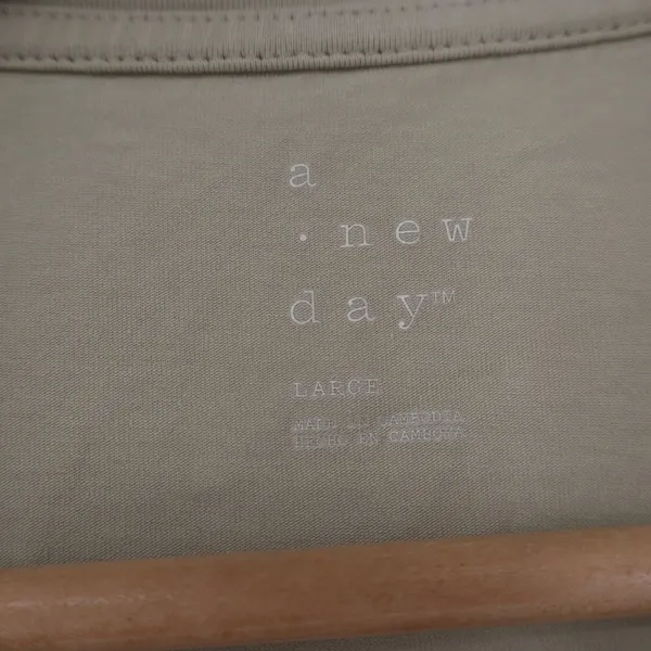 A New Day Womens Sage Green Short Sleeve Crewneck Cotton Stretch T-Shirt Large - Image 2