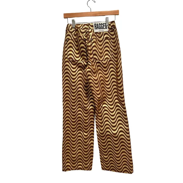The Ragged Priest Metallic Gold Brown Wavy Swirl Straight Leg Jeans‎ Womens 24 - Image 3