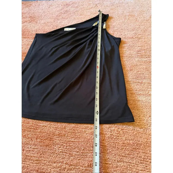 Michael Michael Kors One Shoulder Black Top Silver Hardware Size L - Image 5