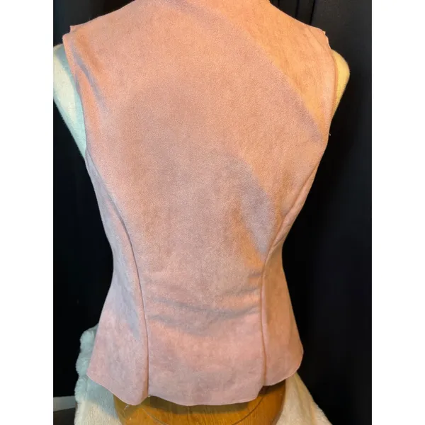 Moa Moa Faux Suede Vest Pink Button Front Tailored Waistcoat UA632-SUA Medium - Image 6