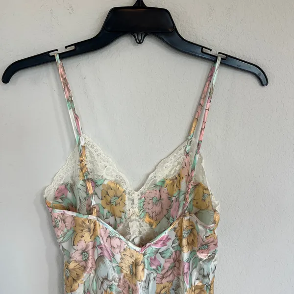 Victoria Secret Vintage Gold Label Floral Satin Mini Slip Dress Size Small - Image 5