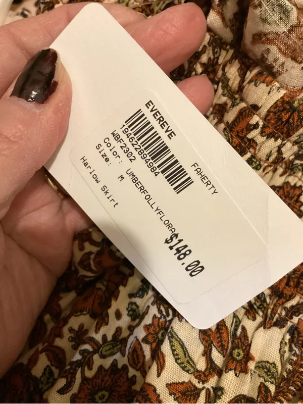 Faherty Rust Floral Tiered Maxi Skirt - Image 5