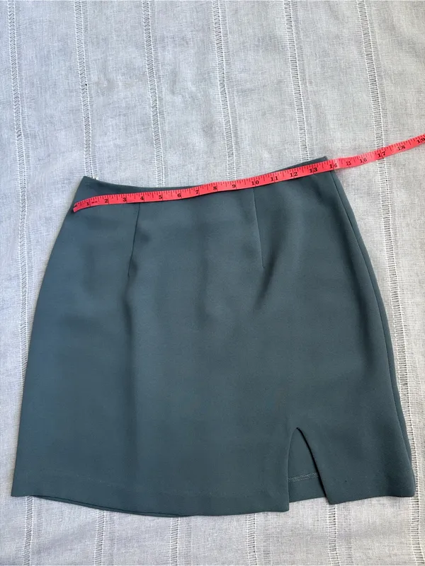 Rampage Vintage Muted Blue Mini Skirt with Side Slit - Image 9