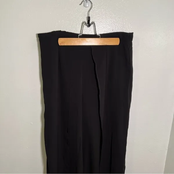 Favlux Women's Size Large Wide‎ Leg Palazzo Pant Open Wrap Front Black Pull On - Image 2