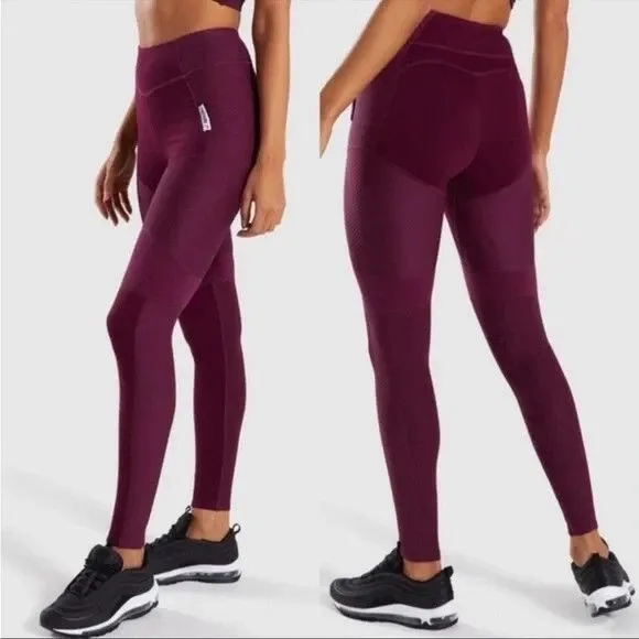 Gymshark True Texture Leggings- Dark Ruby - Image 2