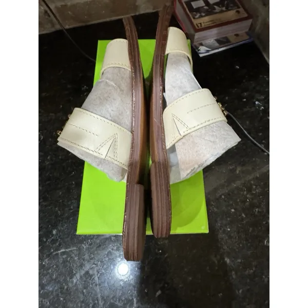 Sam Edelman Women's Gilles Flat Sandal Ivory‎ Leather Size 7.5 Slide - Image 8
