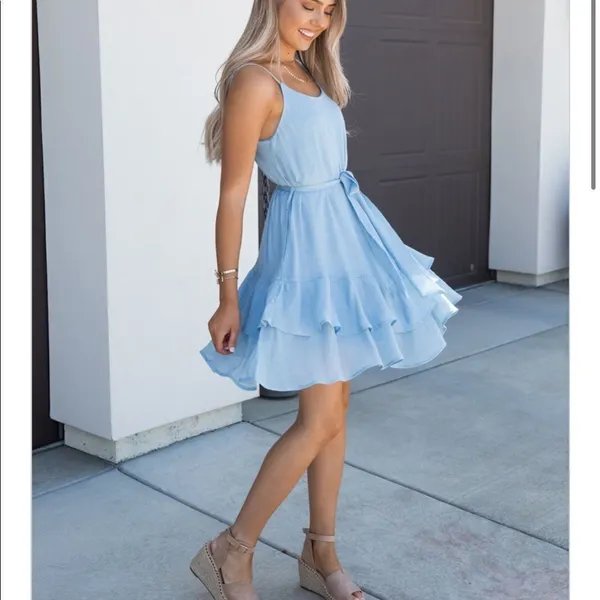 ✨ HP ✨Away Baby Blue Ruffle Dress✨ - Image 2