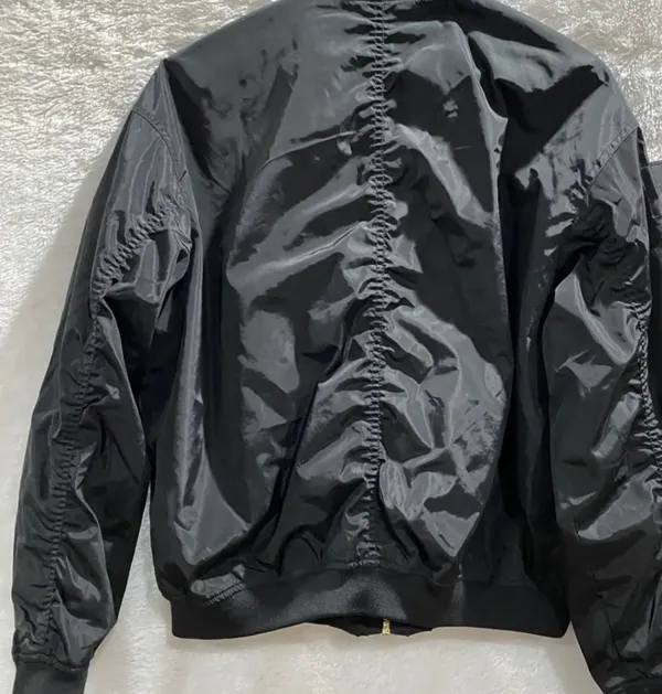EXPRESS Black Bomber Jacket w/ patches Size M (Like New) - Image 5