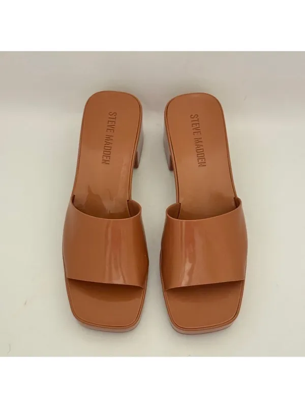 Steve Madden Harlin Square Toe Block Heel Platform Slide On Mule Sandals Size 8M - Image 8