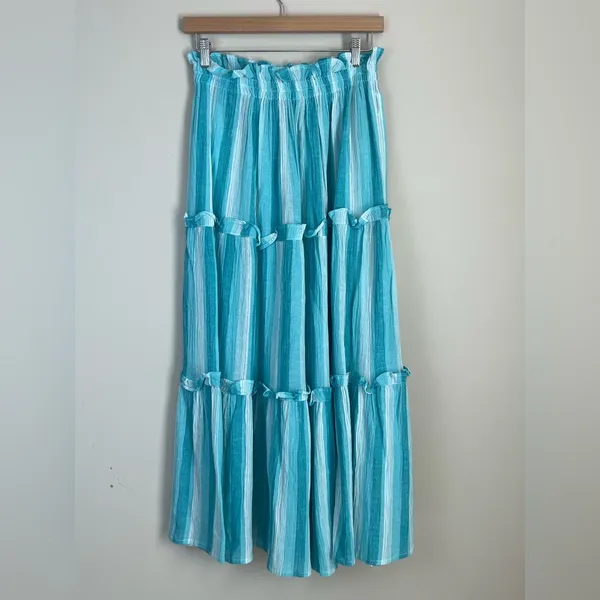 Tuckernuck Prado Maxi Skirt with‎ Pockets XS Blue White - Image 5