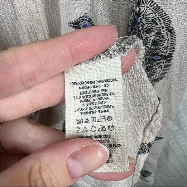 Free People Cream Black Diamond Print‎ Tree Swing Dress - Image 5