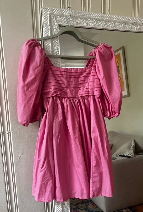 Abercrombie Puff Sleeve Emerson Mini Dress Pink - Image 3