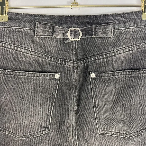Free People We The Free Womens Mini Skirt Size 28 Black Denim Raw Hem Button Fly - Image 4